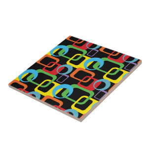 Carreau Rétro motif multicolore géométrique