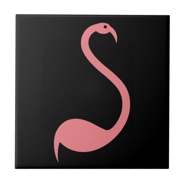 Carreau Rétro oiseau rose de Flamant rose sur la tuile (Devant)