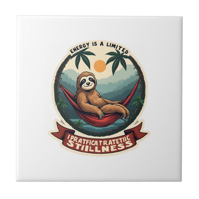 Carreau Retro Roller Sloth Vintage Skating Vector Art (Devant)