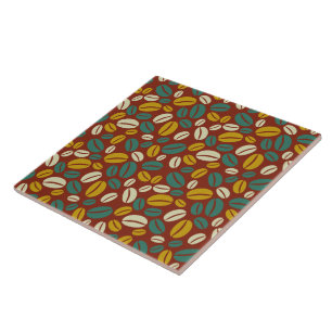 Carreau Retro Rouge Jaune Brown Jaune Jaune Motif de haric