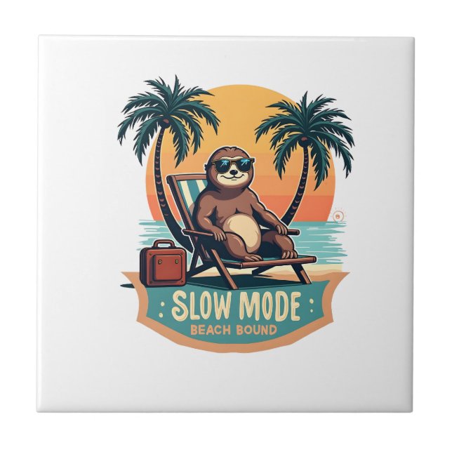 Carreau Retro Sloth Vacation Shirt Funny Tropical Relax De (Devant)