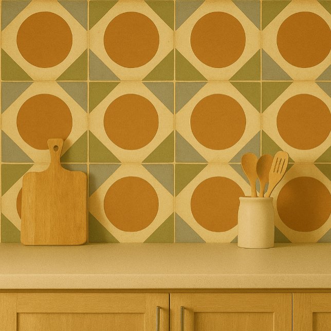 Carreau Retro Sunburst Tile – Warm Geometric Design (Créateur téléchargé)