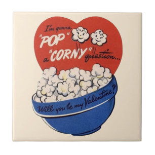 Carreau Retro Valentines Day, Popcorn Pop a Corny Question