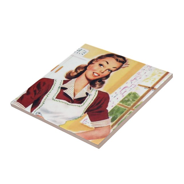 Carreau retro vintage Cuisine dame (Côté)