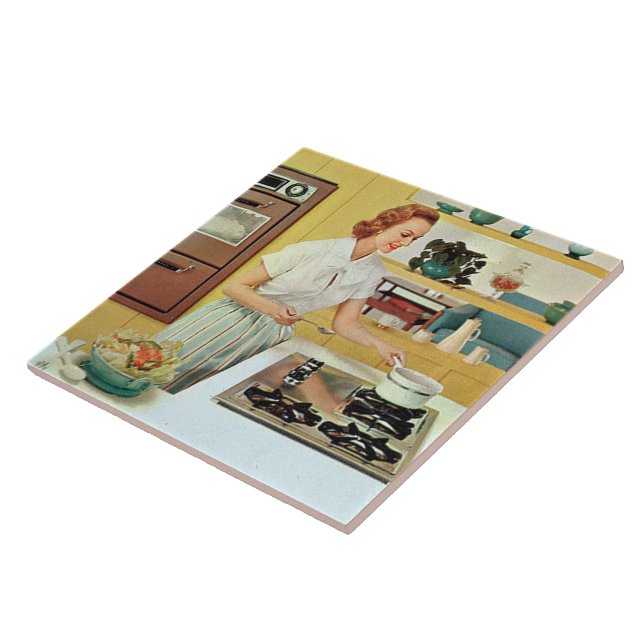 Carreau retro vintage Cuisine dame (Côté)