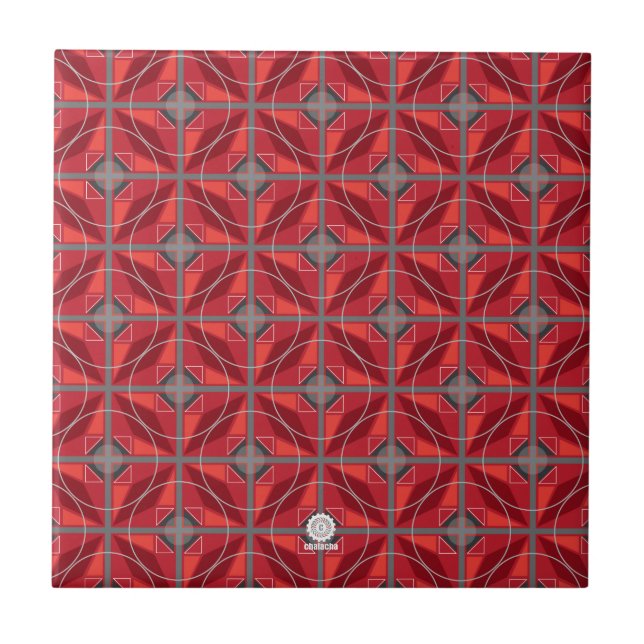 Carreau Rétros cercles 60s originaux et diamants rouges (Devant)
