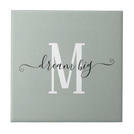 Carreau Rêve de dire positif Gros Monogramme Sage initial