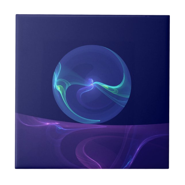 Carreau Rêve Violet Bleu Lumineux Art Fractal Abstrait (Devant)