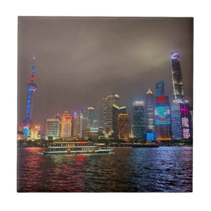 Carreau Rêves électriques - Futuriste Shanghai Skyline, A 