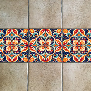 Carreau Revisité floral de l'art populaire mexicain