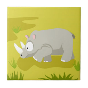 Carreau Rhinocéros de mon serie d'animaux du monde