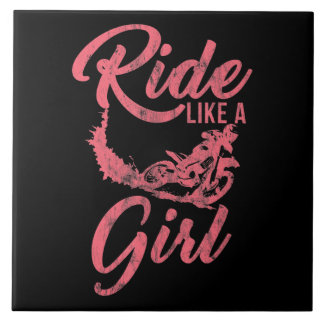 Carreau Ride Comme Une Fille Moto Drôle Cadeau Drôle