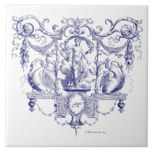 Carreau Rococo Baroque Bleu & Blanc Vénus & Swans