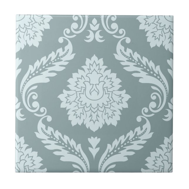Carreau Rococo Damask Lg Pattern Duck Egg Blue+Teal (Devant)
