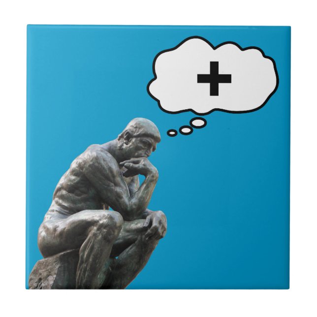Carreau Rodin's Thinker Statue - Penser positif (Devant)