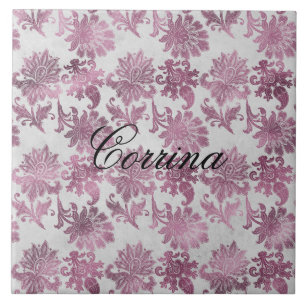 Carreau Romantique Bourgogne Rouge Argent Floral