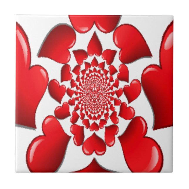 Carreau Romantique Red Hearts Art Motif Imprimer (Devant)