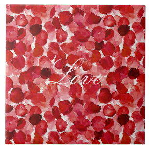 Carreau Romantique Rose Rouge Petals Floral