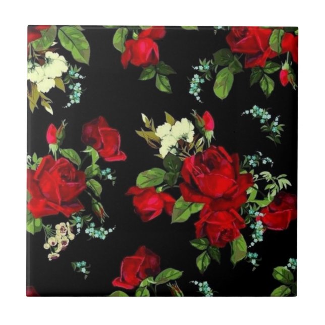 Carreau Romantique. Roses rouges. (Devant)