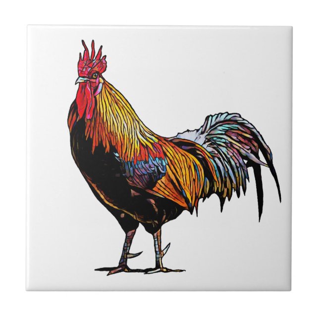 Carreau Rooster coloré (Devant)
