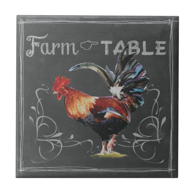 Carreau Rooster de ferme à table (Devant)