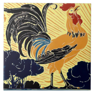 Carreau Rooster de soleil Art Nouveau Matin vintage
