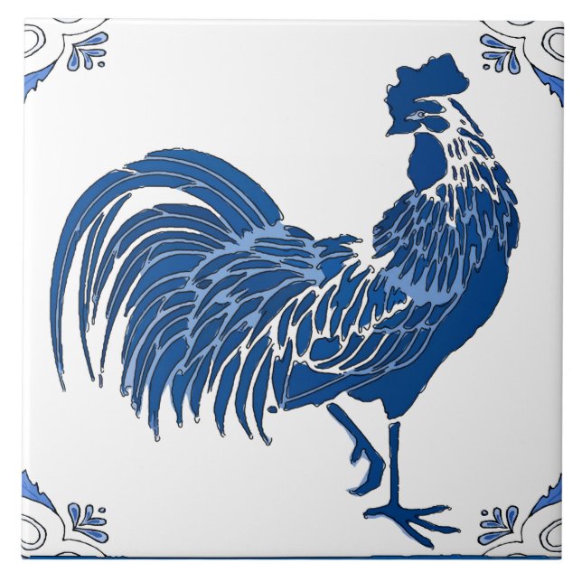 Carreau Rooster, Hollandais Delft Look Carrelage céramique (Devant)