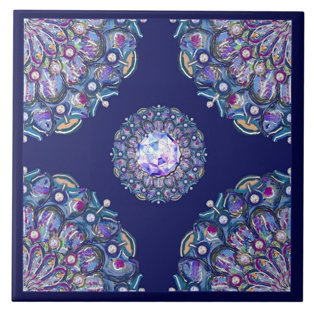 Carreau rosace bleue (Devant)