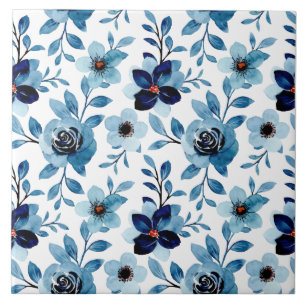 Carreau Rose à fleurs bleu orange motif fleurs du jardin