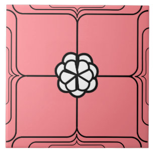 Carreau Rose blanche Art déco sur rose