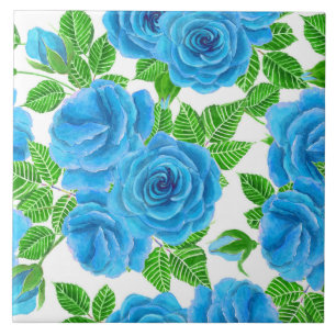 Carreau Rose bleu aquarelle motif transparent