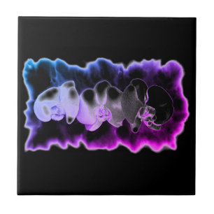 Carreau Rose bleu violet aquarelle Orchidées Motif