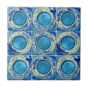 Carreau Rose bleue et aquarelle dégradé motif rond