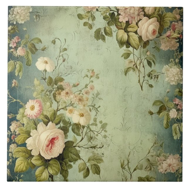 Carreau Rose Blush Vert Foncé  (Devant)