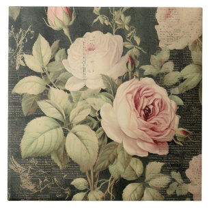 Carreau Rose Blush Vert Foncé