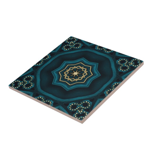 Carreau Rose Boho Gold Vert Mandala (Côté)