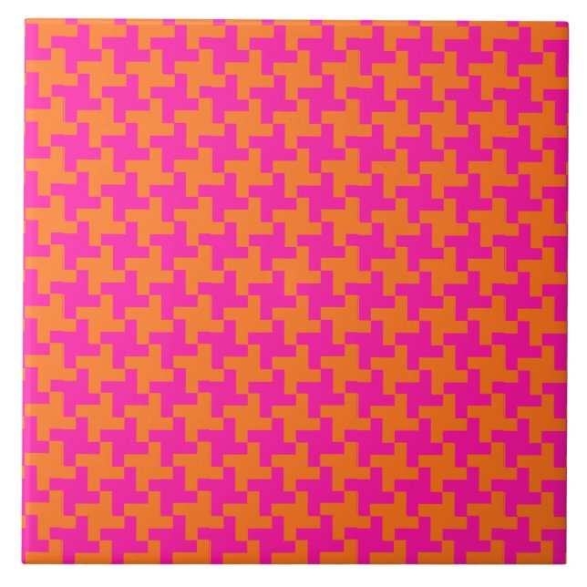 Carreau Rose choquant et motif géométrique islamique (Devant)
