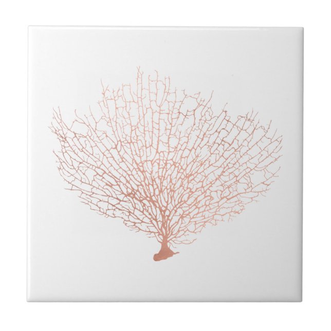 Carreau Rose côtier moderne Gold Sea Fan Coral (Devant)