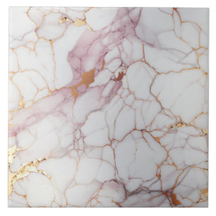 Carreau Rose craqué et Marbre blanc avec or