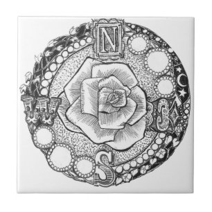 Carreau Rose de boussole victorien