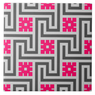 Carreau Rose de clé grecque de Deco, gris/gris et de