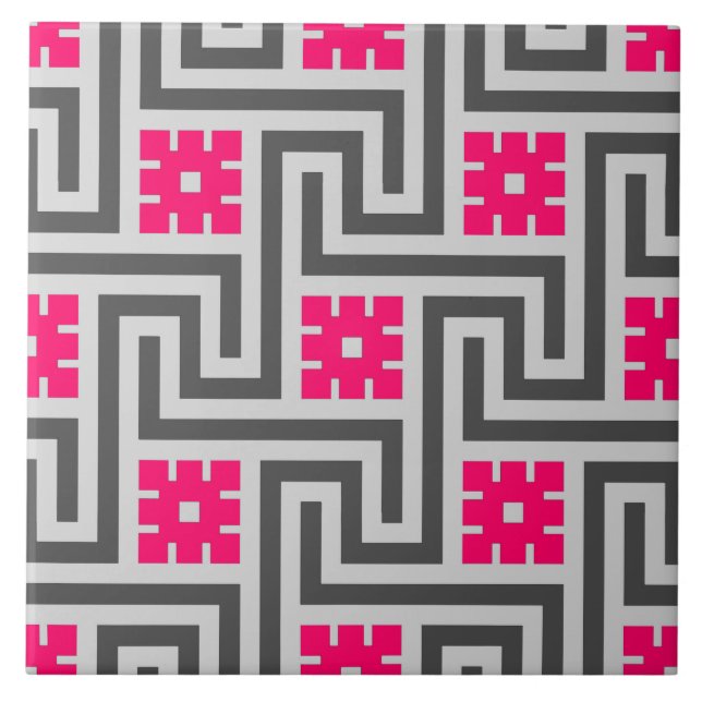Carreau Rose de clé grecque de Deco, gris/gris et de (Devant)