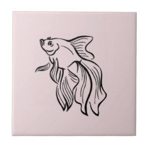 Carreau Rose de combat siamois de poissons
