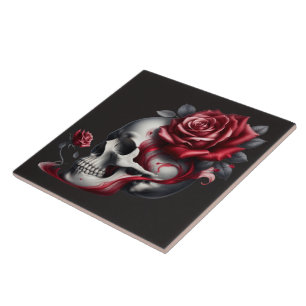 Carreau Rose de Crâne Gothique 