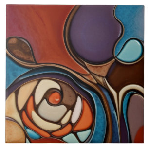 Carreau Rose de la Terre Faux Verre Tiré Mosaïque Art Abst