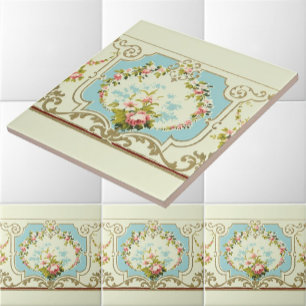 Carreau Rose de l'ère victorienne Clusters et rouleaux fro