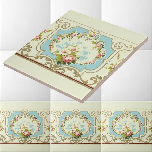 Carreau Rose de l'ère victorienne Clusters et rouleaux fro (Créateur téléchargé)