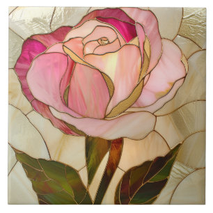 Carreau Rose de mosaïque en verre rose or