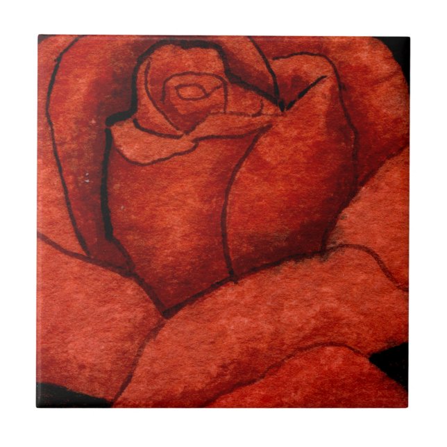 Carreau "Rose de thé hybride rouge" Cuisine Jardin Carrela (Devant)
