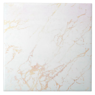Carreau Rose en marbre en toile blanche or